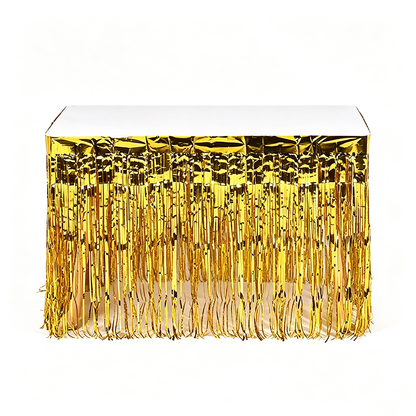 Metallic Foil Fringe Table Skirt
