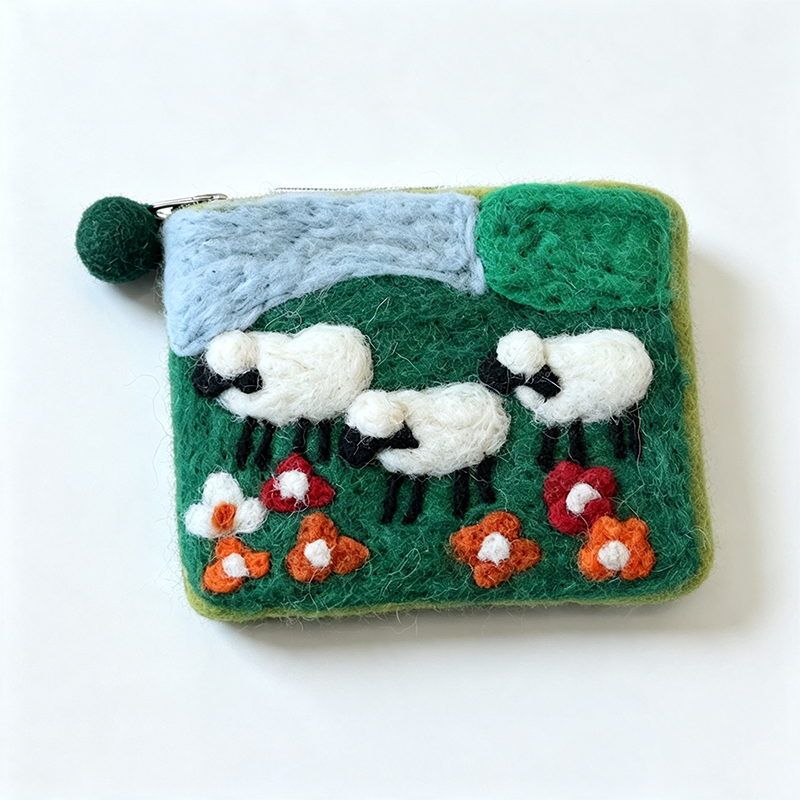 5 Pastoral Sheep Knitted Zip Pouch