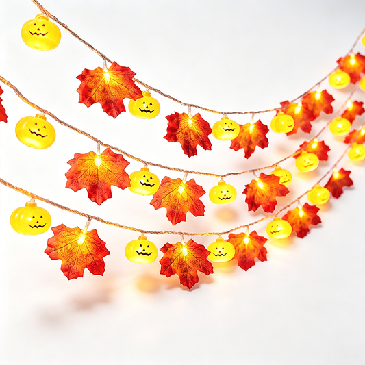 Maple Leaf Cut Pumpkin String Light