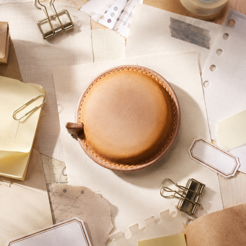 Round Genuine Leather Retractable Tape Measure