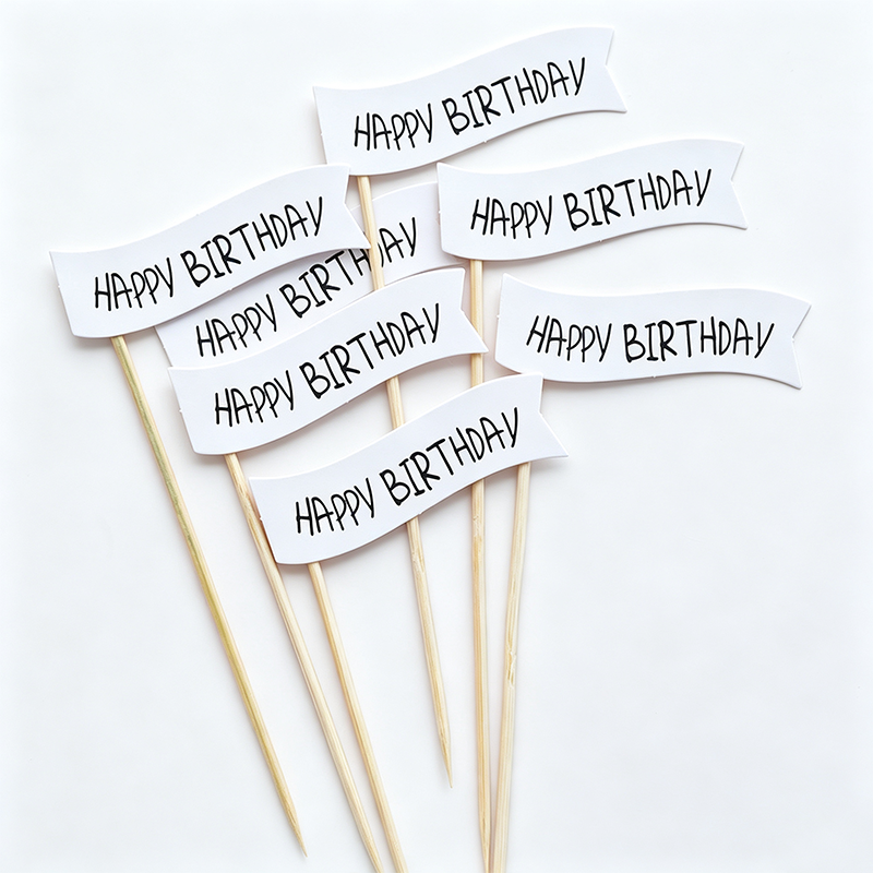Bear, Smiley Face and Happy Birthday Flag Cake Toppers