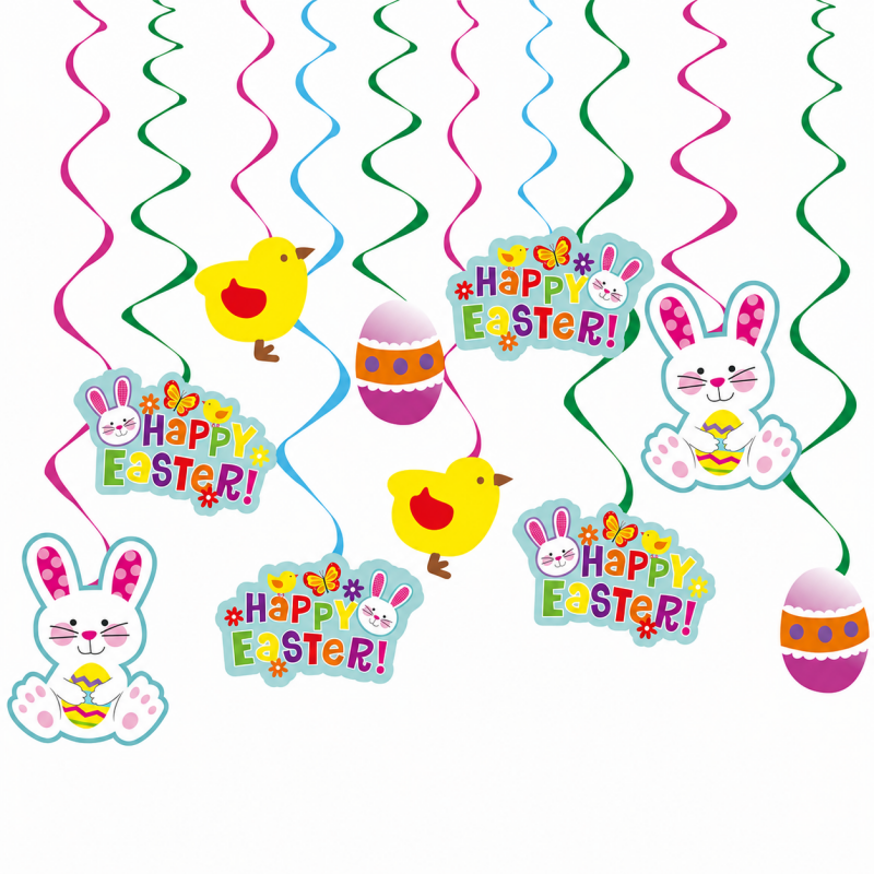 10 Themed Hanging Spiral Decoration Set