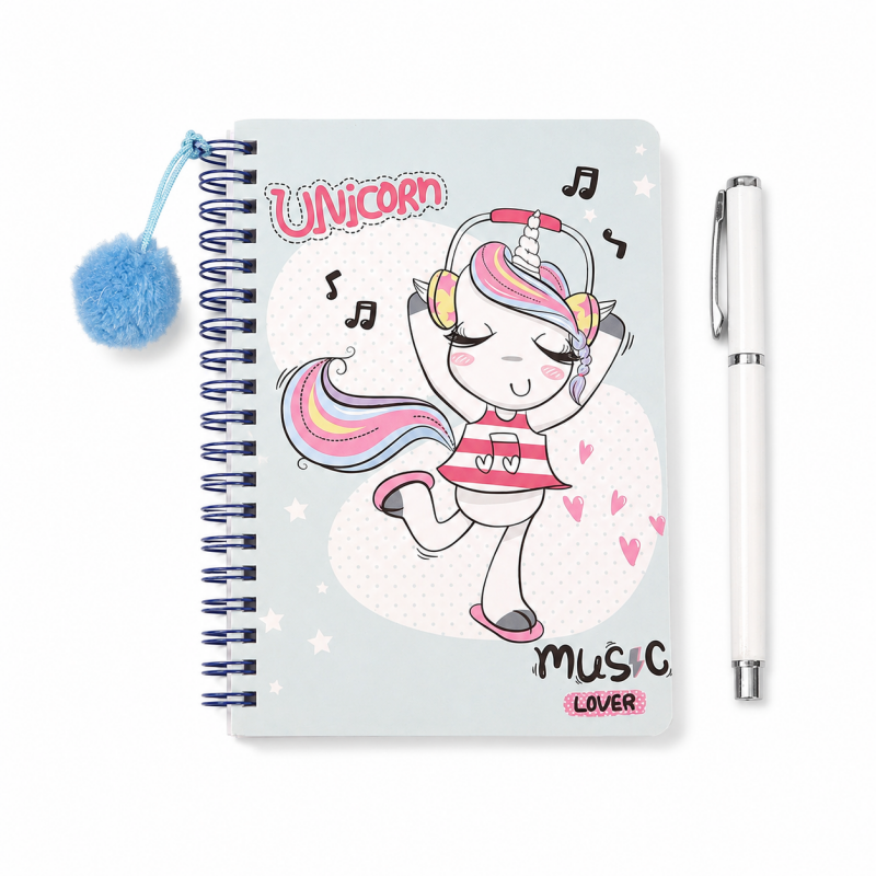 Floral Pom Pom Spiral Notebook