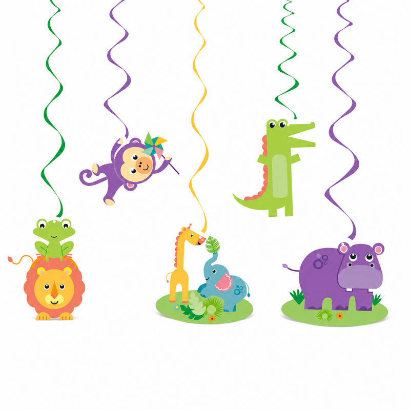 10 Themed Hanging Spiral Decoration Set