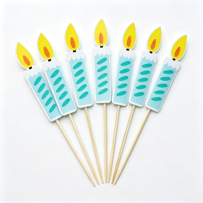 Bear, Smiley Face and Happy Birthday Flag Cake Toppers