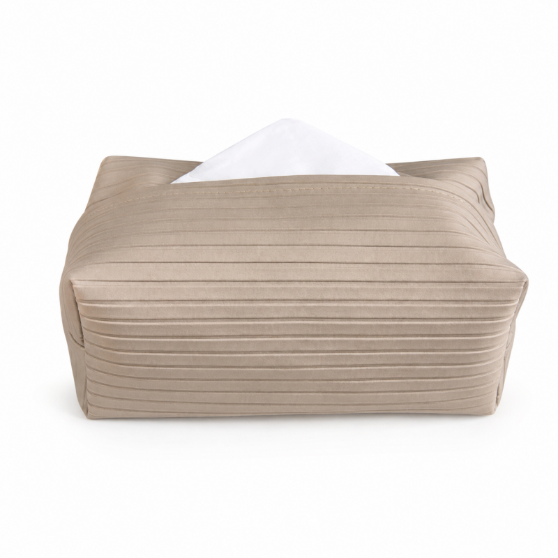 Pleated Leather Look Tissue Holder