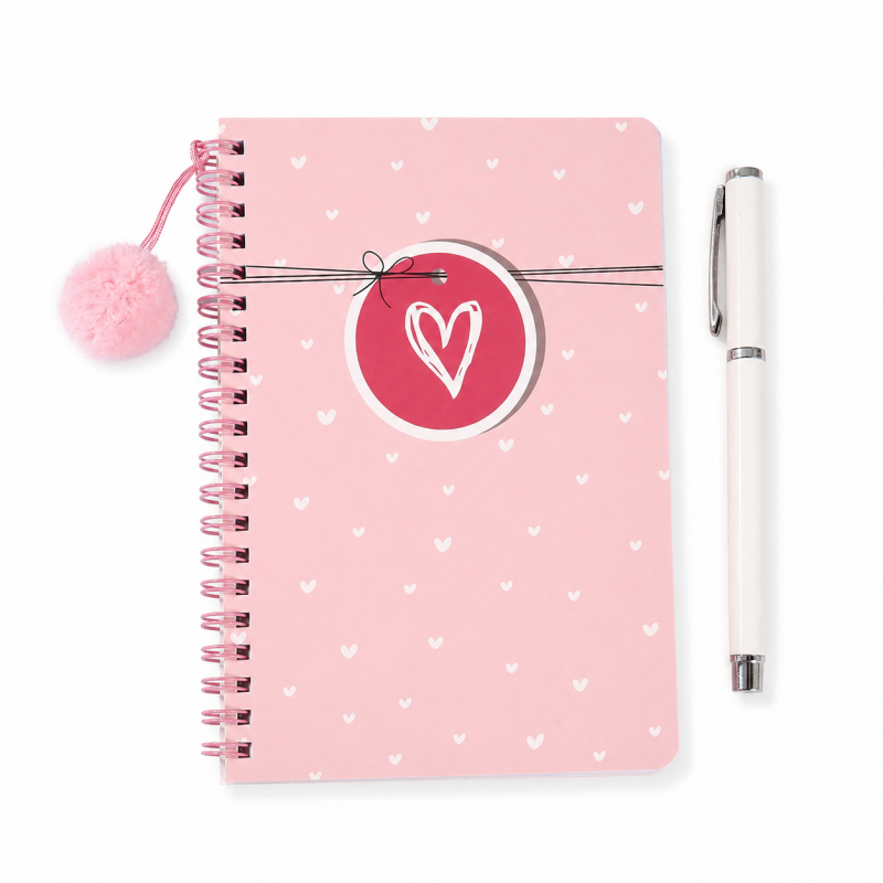 Floral Pom Pom Spiral Notebook