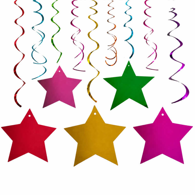 10 Themed Hanging Spiral Decoration Set