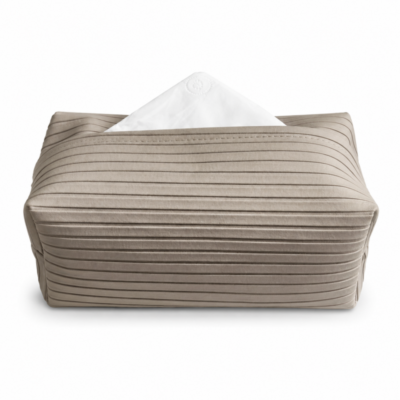 Pleated Leather Look Tissue Holder