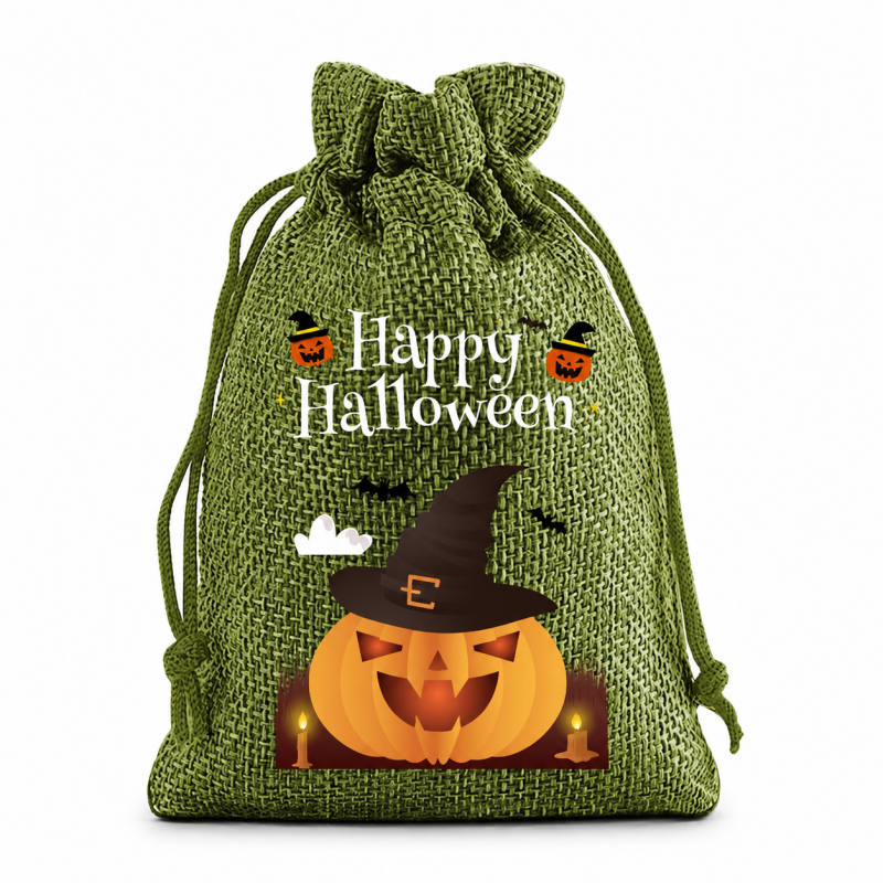 5 Green Series Halloween Candy Gift Packaging Drawstring Bags