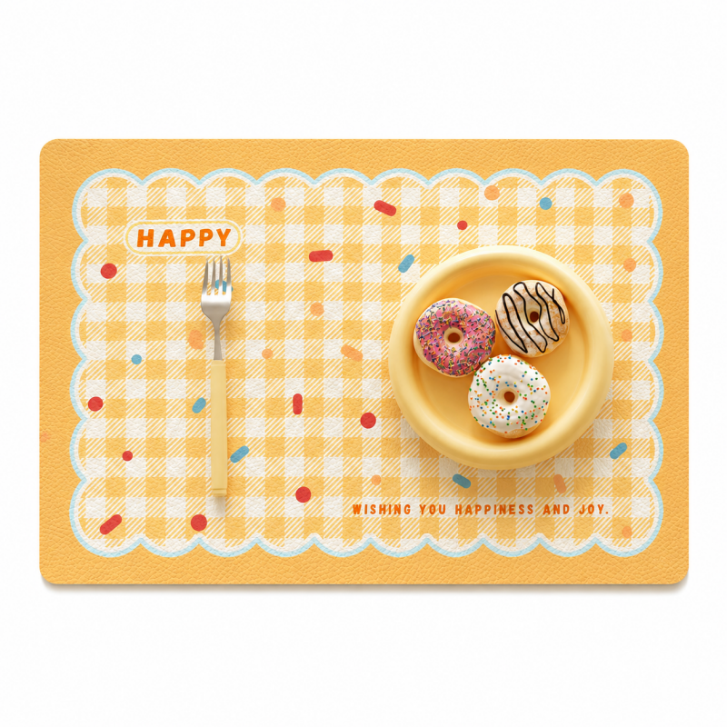 Cream Gingham Waterproof Placemat
