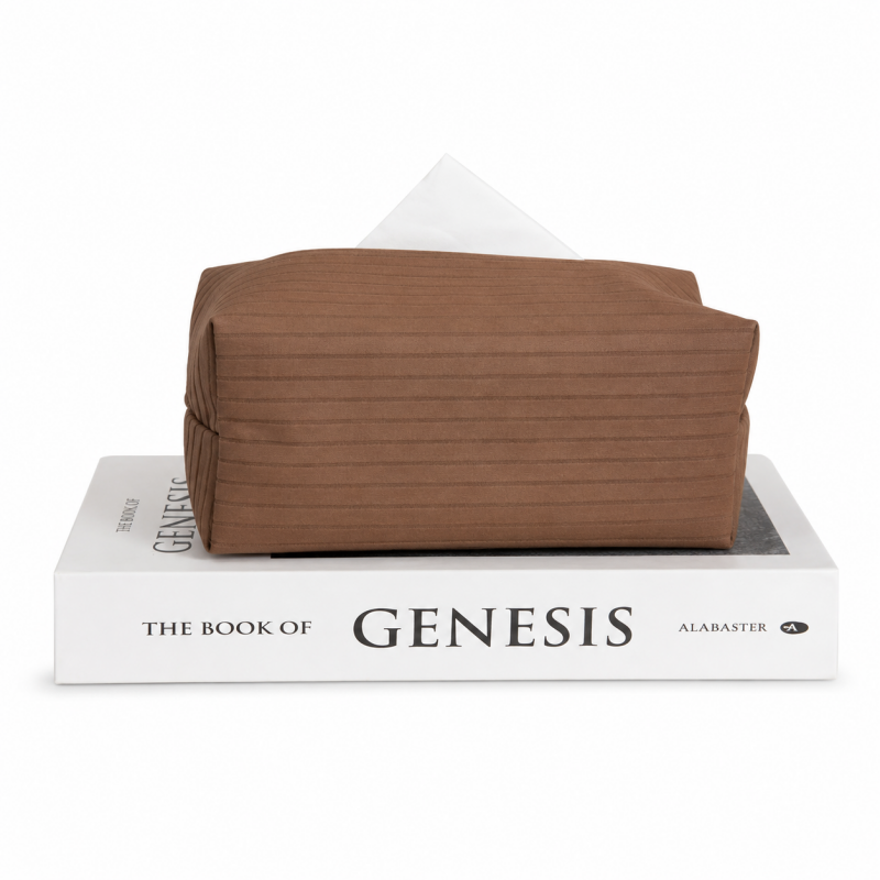 Pleated Leather Look Tissue Holder