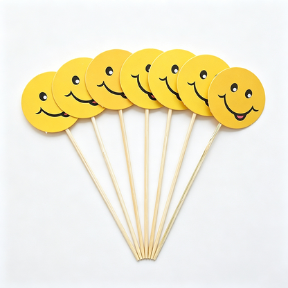 Bear, Smiley Face and Happy Birthday Flag Cake Toppers