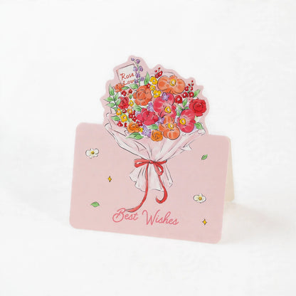 10 Flower Bouquet Stand-Up Greeting Card