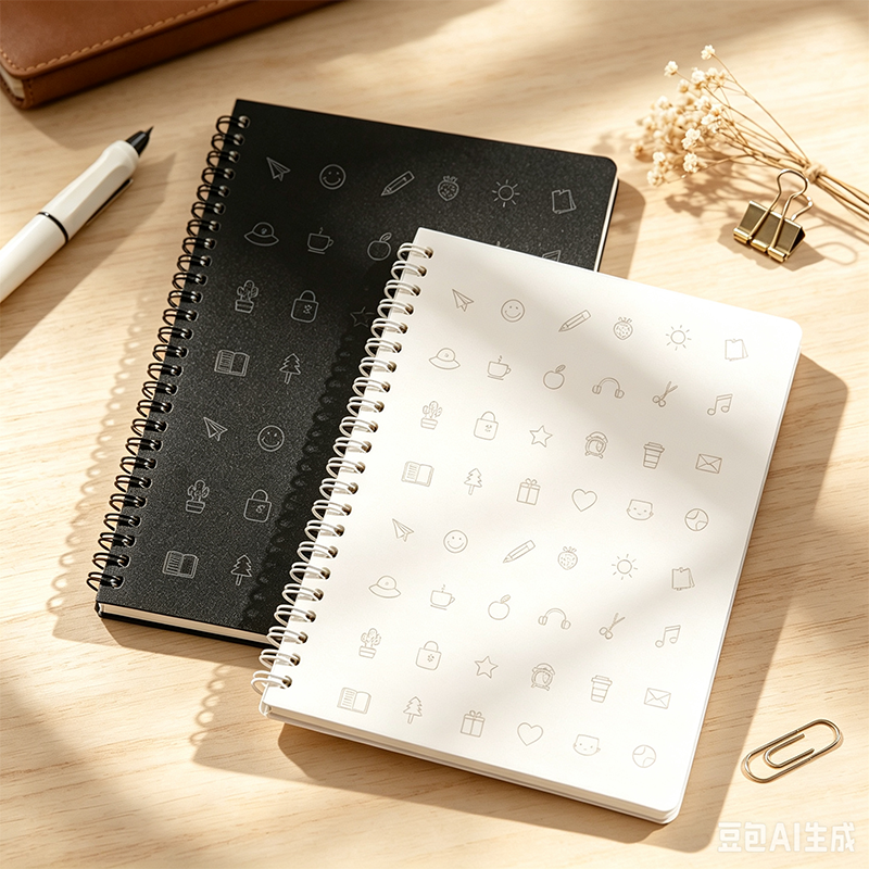 Minimal Monochrome Square Spiral Notebook