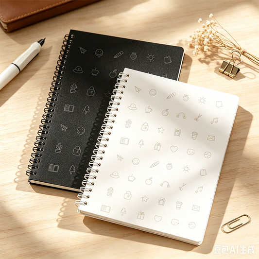 Minimal Monochrome Square Spiral Notebook