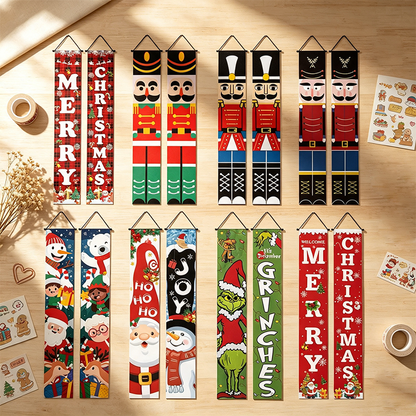 Christmas Porch Banner Door Decorations
