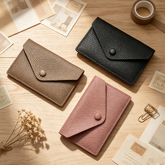 Snap Button PU Leather Card Wallet