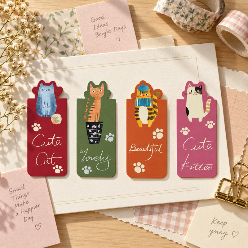 Cute Cat Die-Cut Magnetic Bookmarks