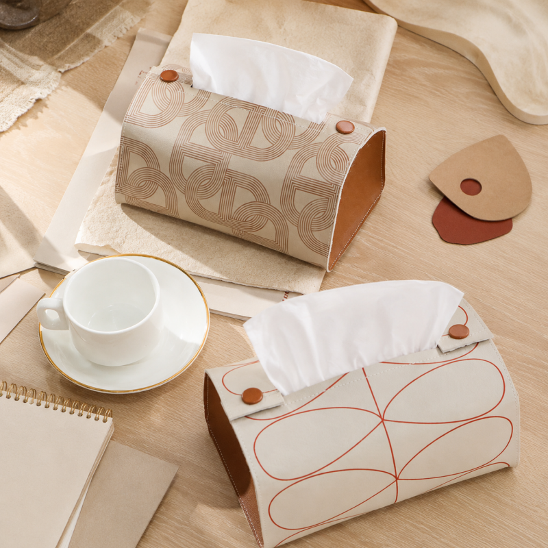 Printed PU Leather Tissue Holder