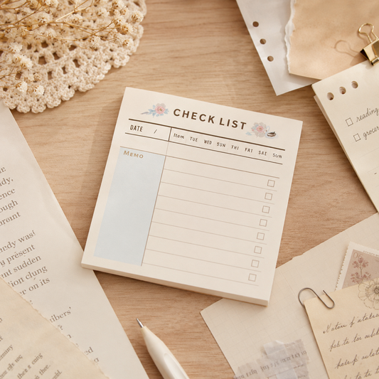 Floral Checklist Memo Pad