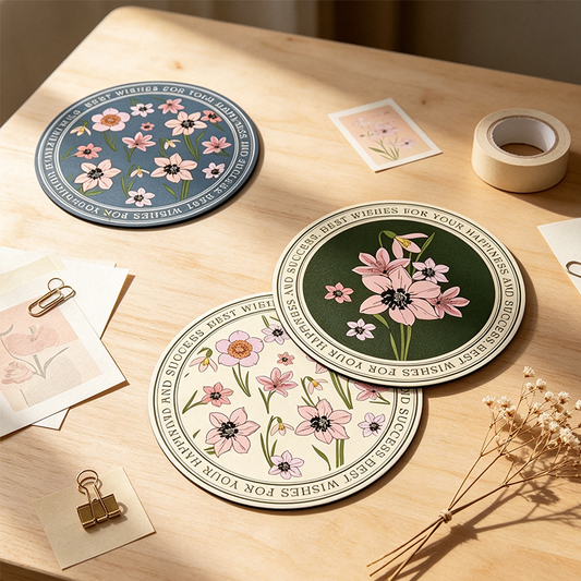 10 Floral Round Diatomite Coaster