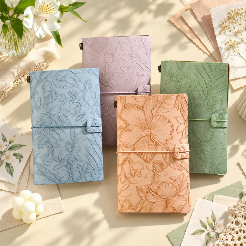Vintage Embossed Floral Leather Journal