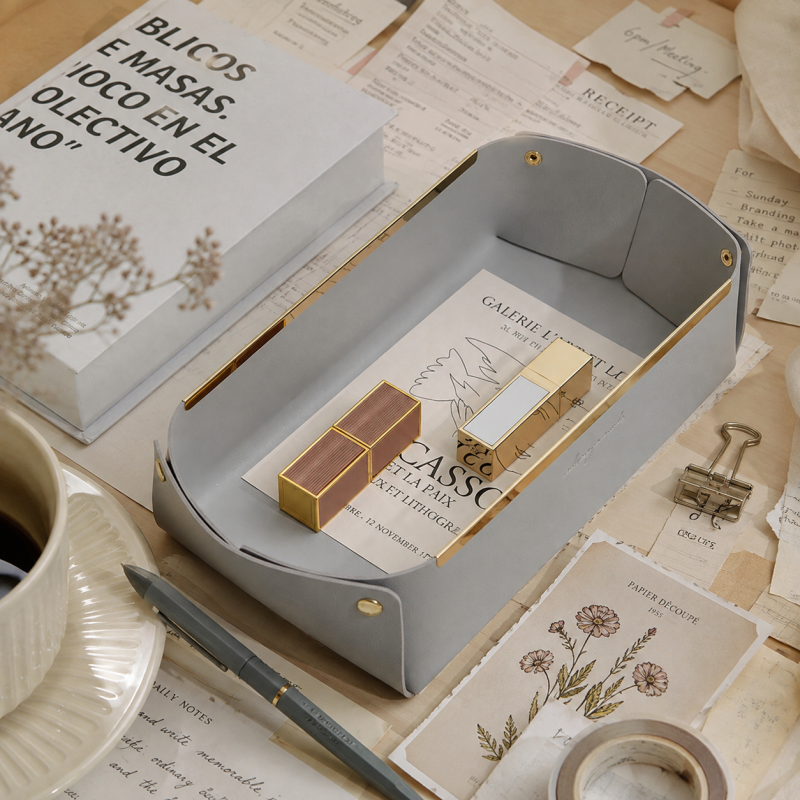 Foldable PVC Leather Storage Tray