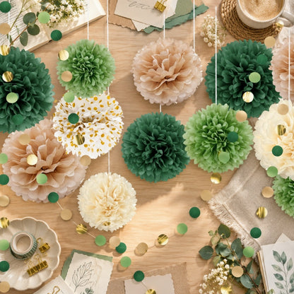 12-Piece Tissue Paper Pom Pom Party Decoration Set