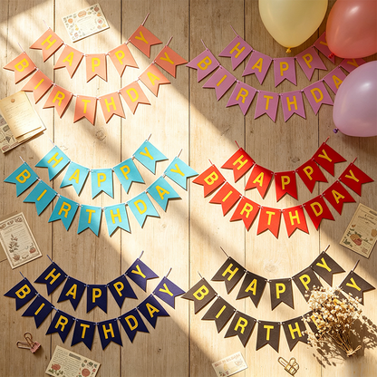 Gold Foil Happy Birthday Pennant Banner