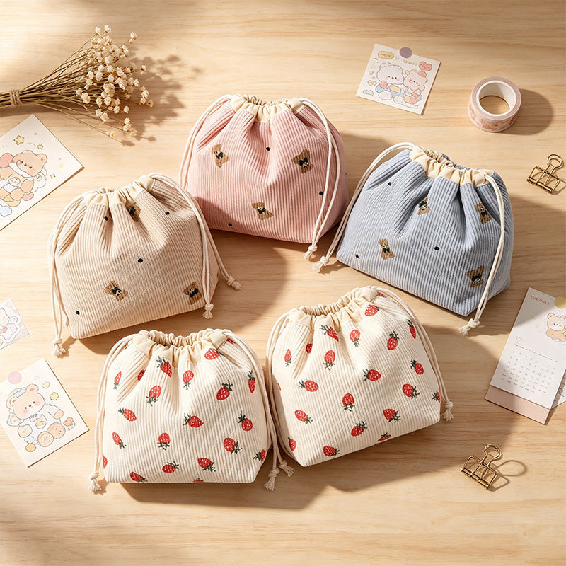 Floral Drawstring Organizer Pouch