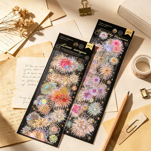 Night Fireworks PET Vintage Journal Stickers