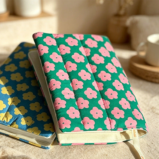 CouldNook Floral Quilted Book Cover - Aesthetic A5 Fabric Sleeve