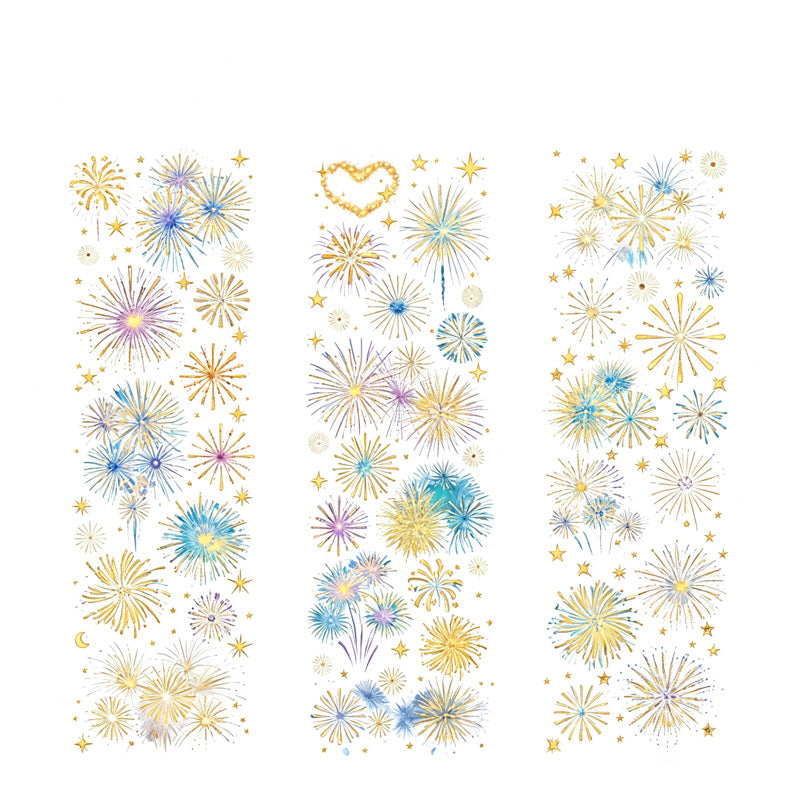 Night Fireworks PET Vintage Journal Stickers
