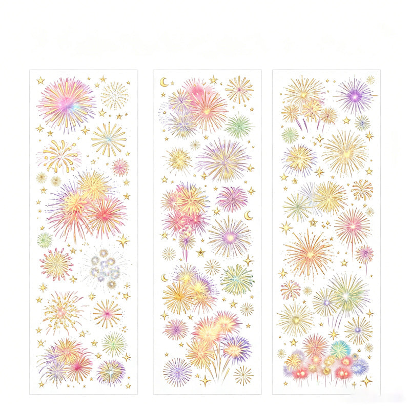 Night Fireworks PET Vintage Journal Stickers