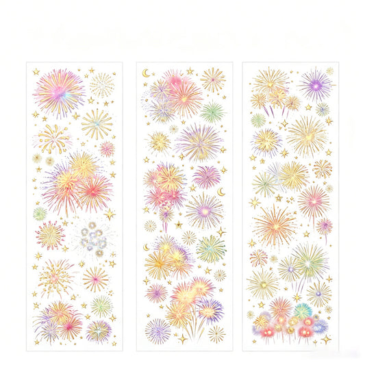 Night Fireworks PET Vintage Journal Stickers