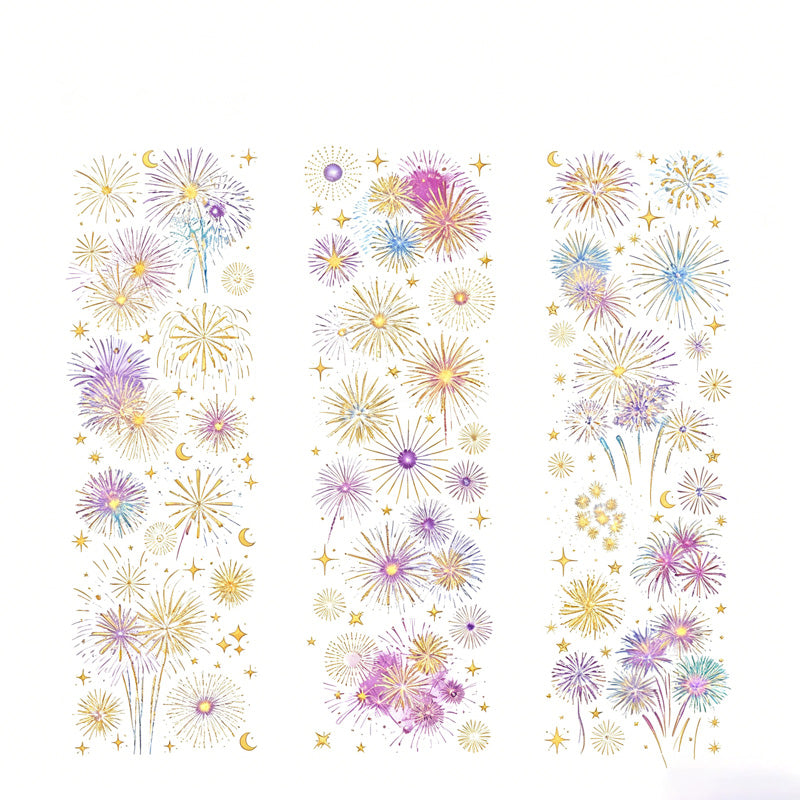Night Fireworks PET Vintage Journal Stickers