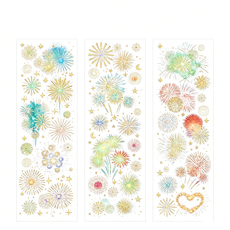 Night Fireworks PET Vintage Journal Stickers
