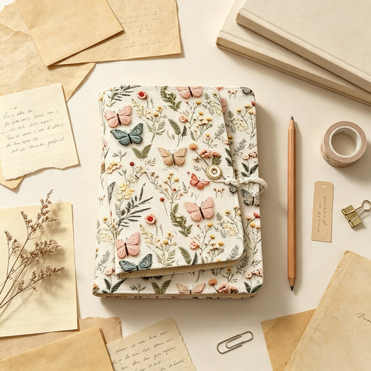 Floral Butterfly Fabric Binder Notebook