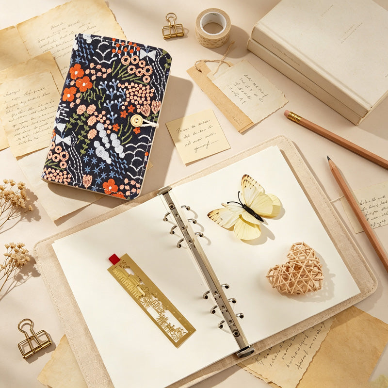 Wildflower Garden Fabric Binder Notebook
