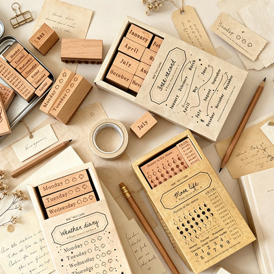 Time Travel Wooden Stamp Set