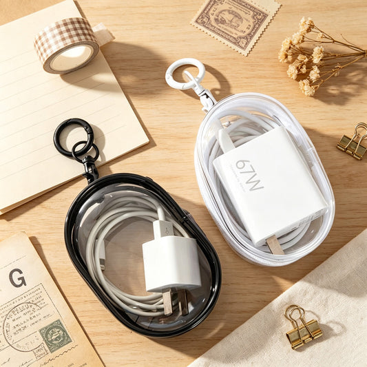 Clear Retractable Earphone Cable Organizer Pouch