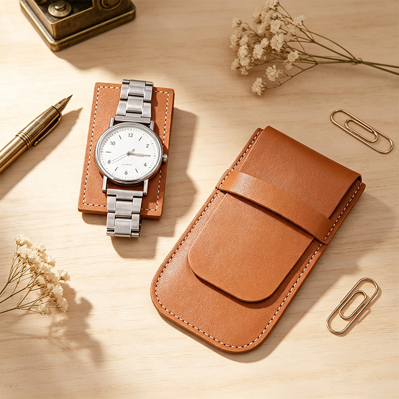 Leather Look Watch Travel Pouch