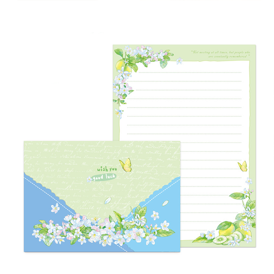 Blue Green Blossom Letter Writing Set