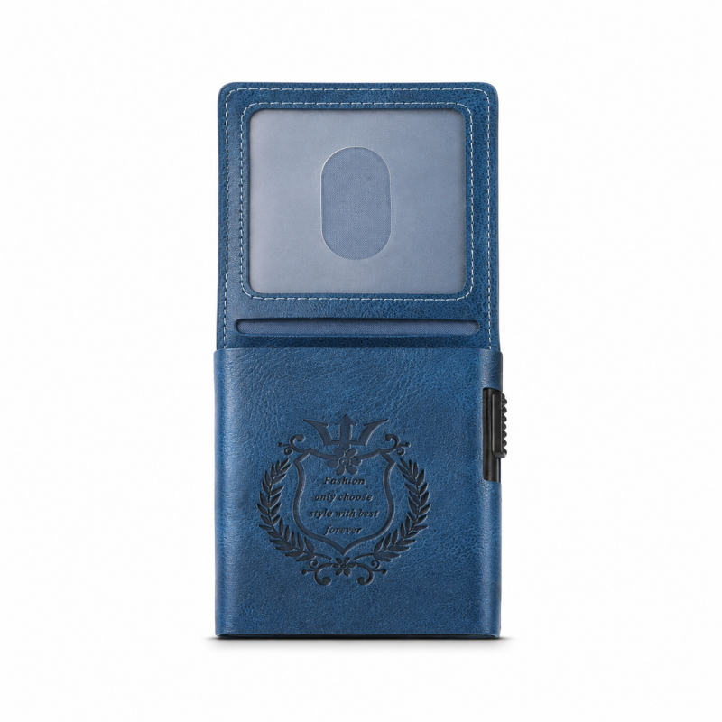 Oil Leather Auto Pop Card Holder