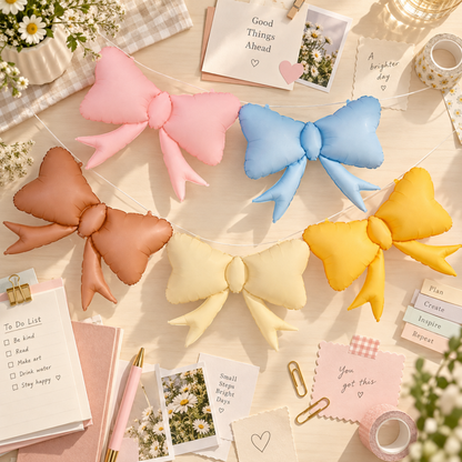 Pastel Bow Birthday Foil Balloon