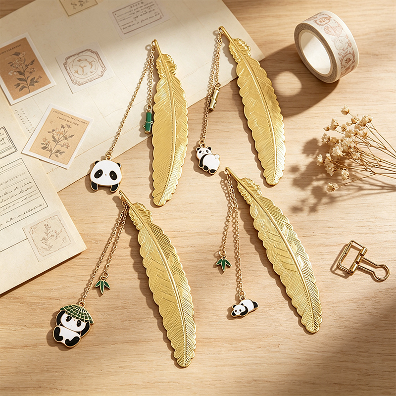Feather Panda Pendant Bookmark
