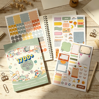 Aesthetic Planner Sticker Book – 24 Sheets, 1700+ Stickers
