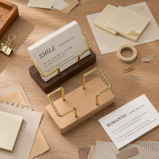 Brass Rail Wooden Card Holder
