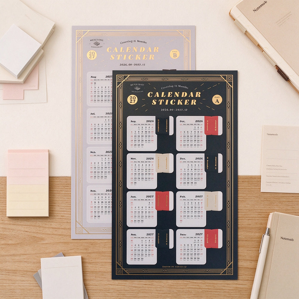 2027 Vintage Gold-Foil Calendar Index Stickers